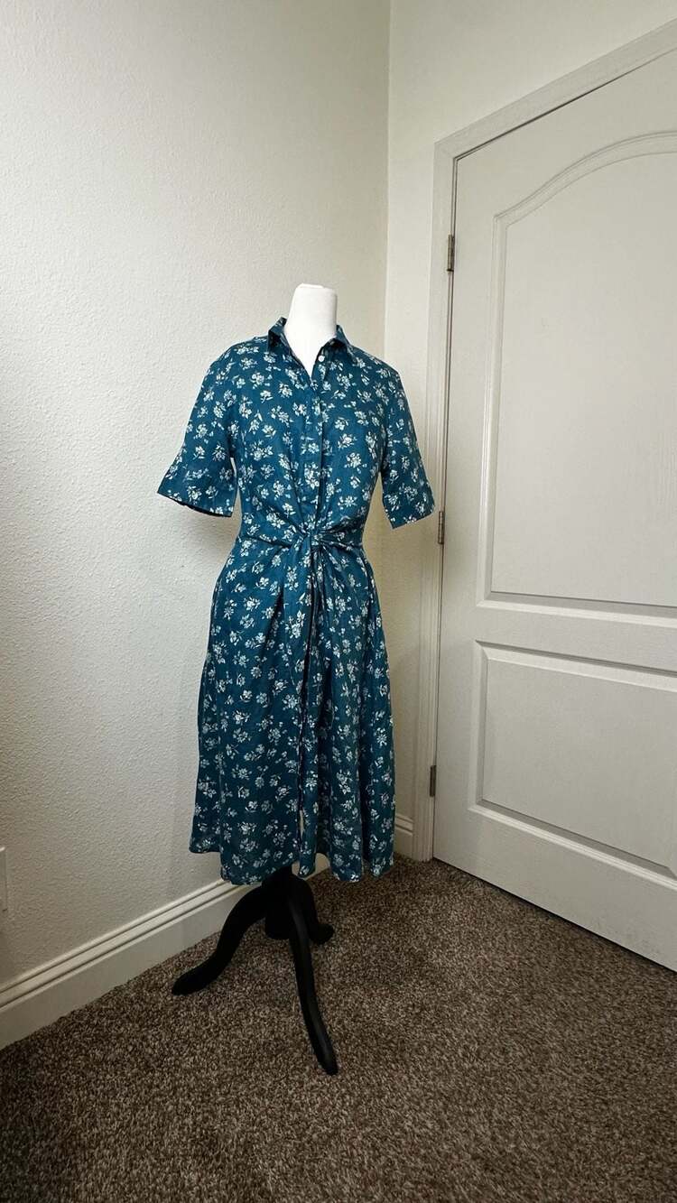 Polo Ralph Lauren Floral Tie-Front Linen Shirtdress Size 6